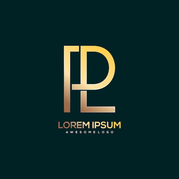 Letter pl logo luxe gouden kleur illustratie