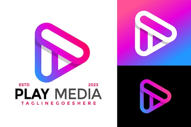 Una lettera gioca media colorato logo design vettoriale simbolo icona illustrazione