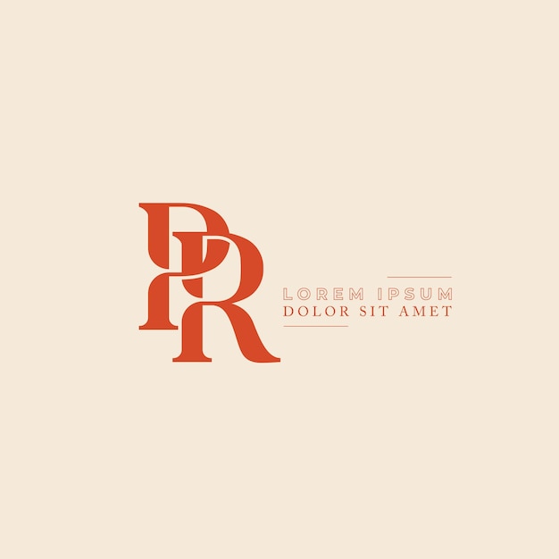 Letter PR interlocked elegant logo serif font stylish vector icon illustration
