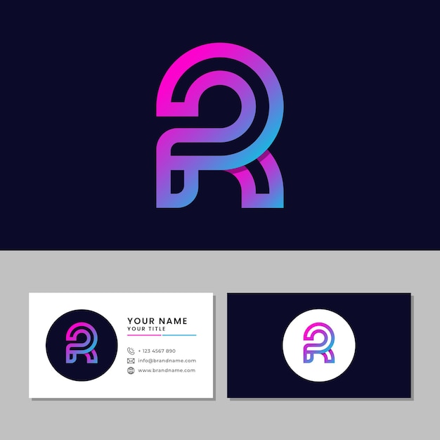 Vector letter pr logo template with stationery business card