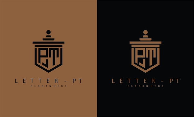 Lettera pt logo icona modello di progettazione vettore premium vettore premium