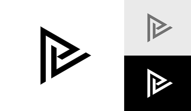 Vettore di progettazione del logo del monogramma iniziale del triangolo pv della lettera