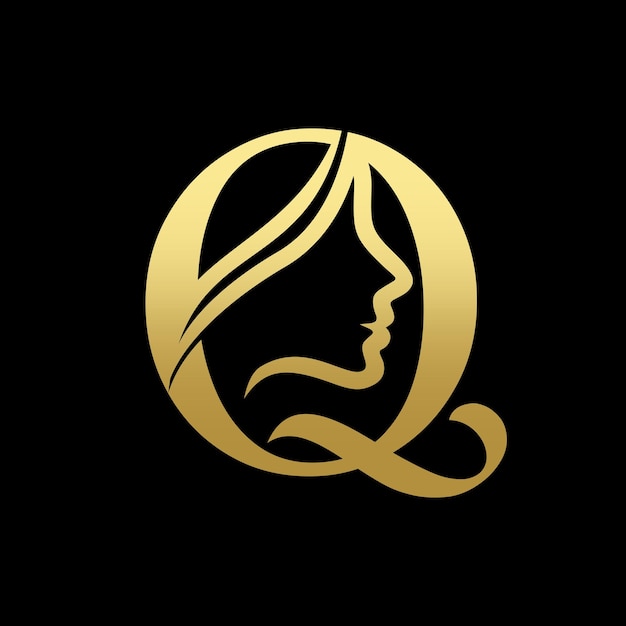 Letter q beauty women face logo design