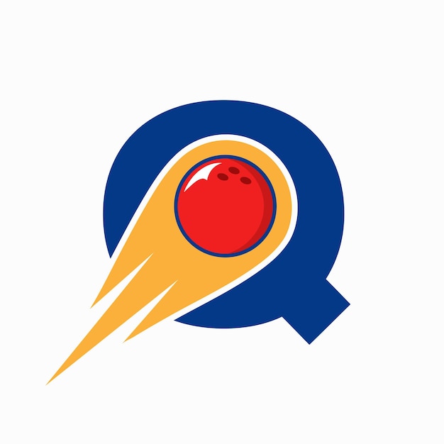 Letter Q Bowling Logo Bowling bal symbool met rode bewegende bal pictogram