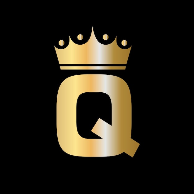 Letter q charity crown logo design with unit symbol vector template