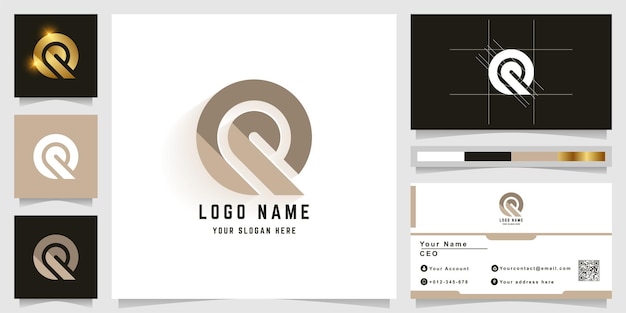 Letter q or e monogram logo with business card design