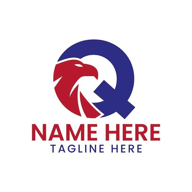 Буква q eagle logo design vector template