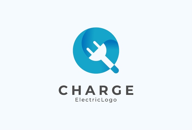 Letter q electric plug logo, letter q en plug-combinatie met verloopkleur