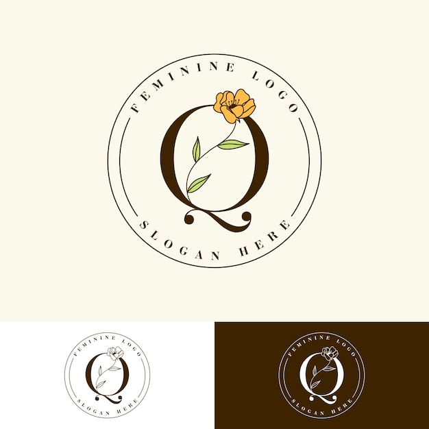 Letter Q floral Feminine Logo