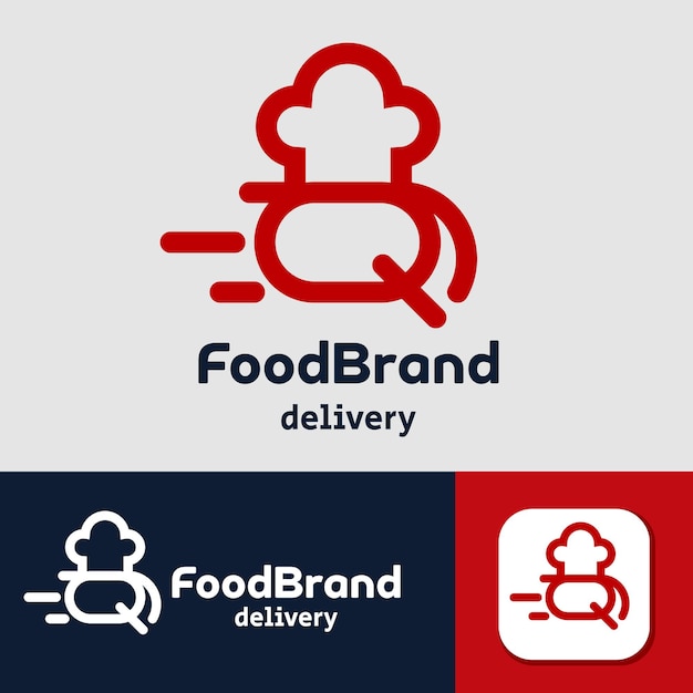 Vettore design del logo di q letter food fast delivery