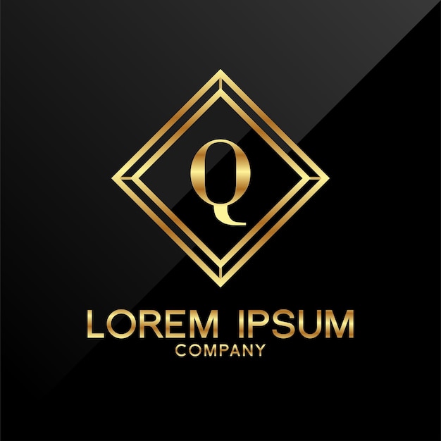 Letter Q kroon gouden premium logo-ontwerp