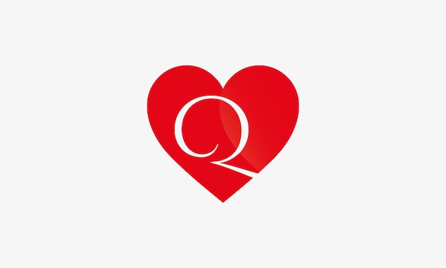 Letter Q logo in heart shape with a red tint