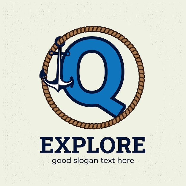 Vector letter q-logo met anker illustratie logo ontwerp sjabloon nautische logo concept vintage stijl
