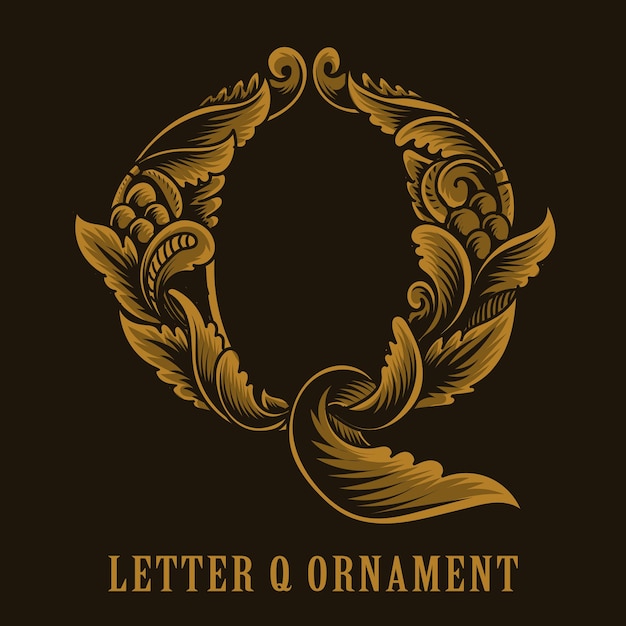 Vector letter q logo vintage ornament style