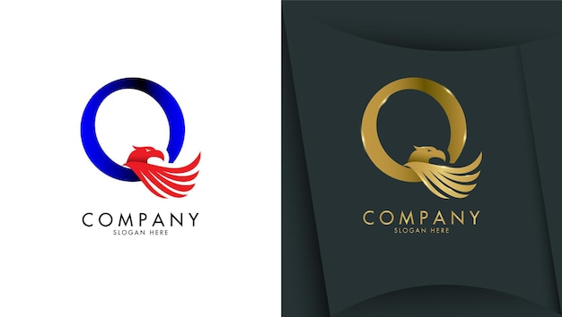 Vector letter q logo with eagle head in minimalist style