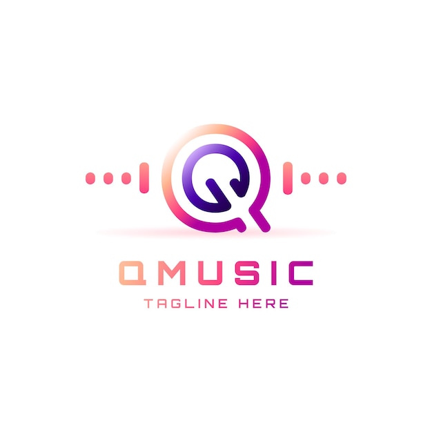 Letter q logo with music icon and headphone icon style