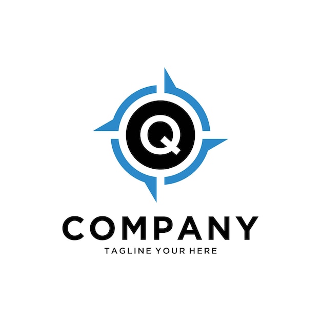 letter Q met Creative Compass Concept Logo Design Template Compass logo teken symbool