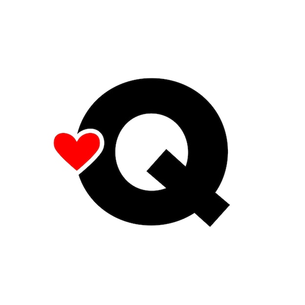 Letter Q met rood hart monogram Q letterpictogram met liefde