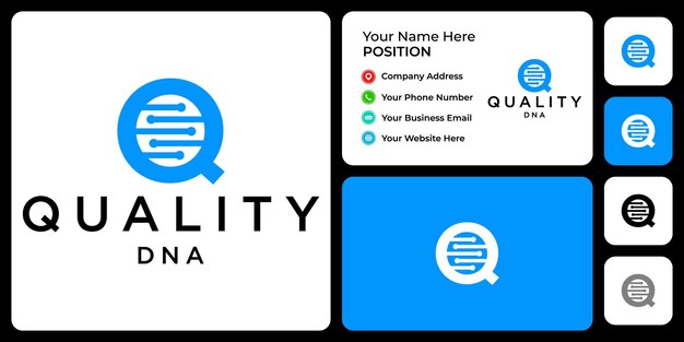 名刺テンプレートと文字QモノグラムDNAロゴデザイン