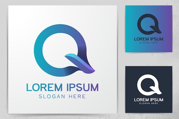 편지 QO 로고 디자인 영감 흰색 배경에 고립