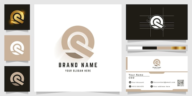 Vector letter q or o monogram logo with business card design