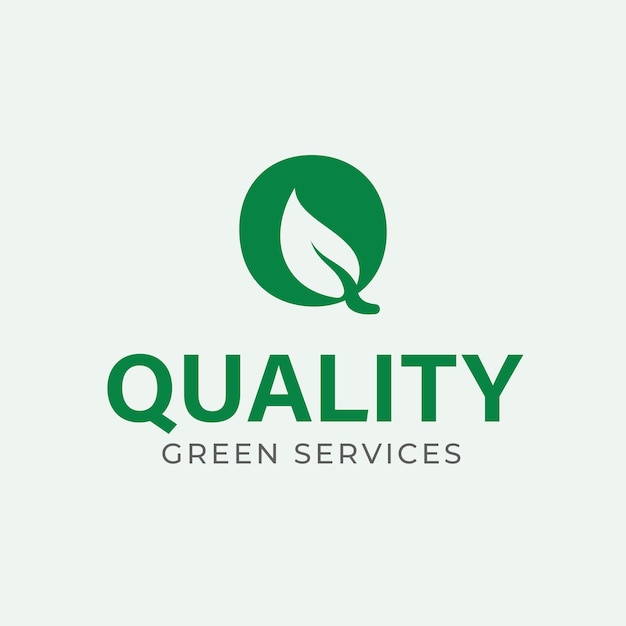 Lettera q qualità verde logo foglia logo lettera marchio monogramma eco friendly