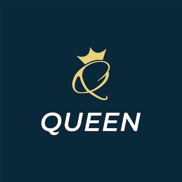 Letter Q queen crown logo design idea