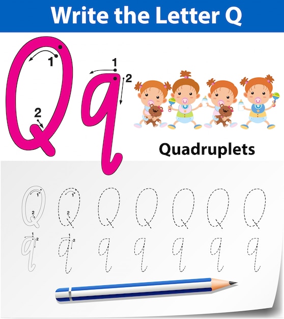 Letter q tracing alphabet worksheets