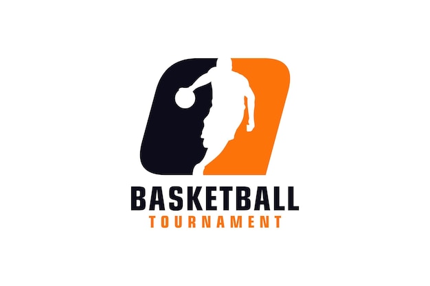 Lettera q con elementi del modello di disegno vettoriale di progettazione del logo di pallacanestro per la squadra sportiva