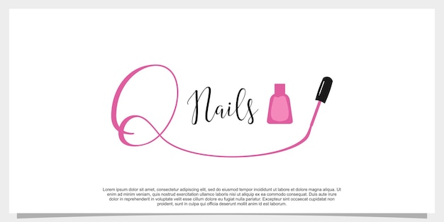 Letter q with icon nail polish logo design template