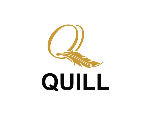 Вектор Буква q с дизайном логотипа quill pen