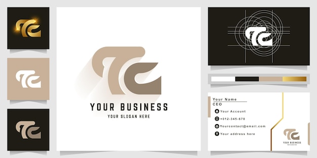 Letter qc or tc monogram logo with business card design