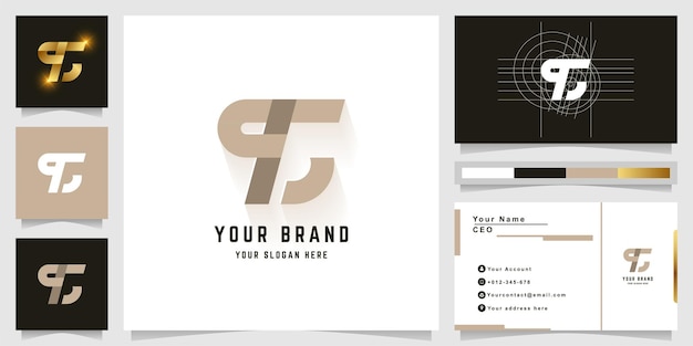 名刺デザインの文字qCまたはTGモノグラムロゴ