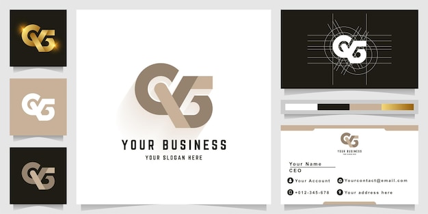 Letter QG or GS monogram logo with business card design