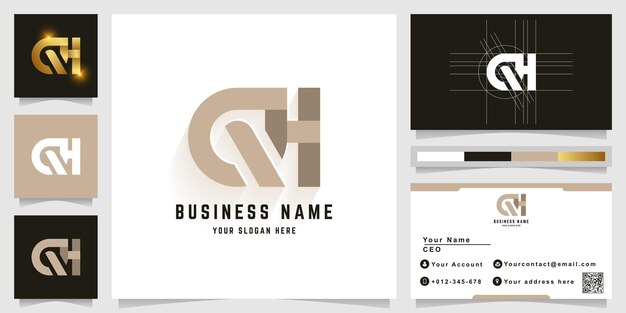 Letter QH or RH monogram logo with business card design