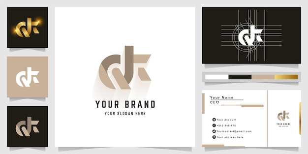 Vector letter qk or dk monogram logo with business card design