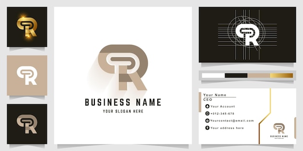 Letter qR or cR monogram logo with business card design