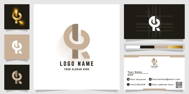 Letter qr or er monogram logo with business card design