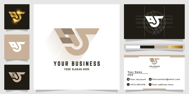 Letter qS or aZ monogram logo with business card design