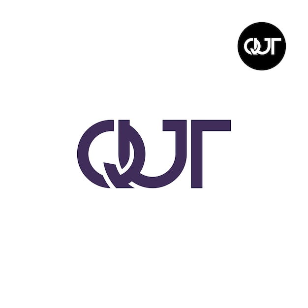 벡터 글자 qut 모노그램 로고 디자인