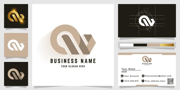 Letter qw or mw monogram logo with business card design