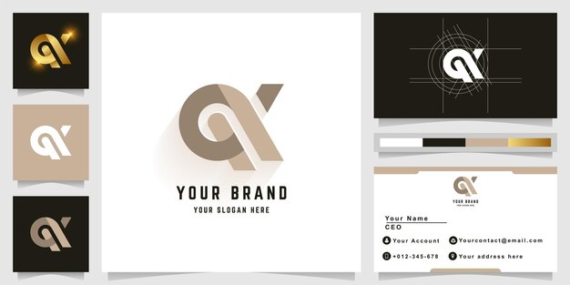 Letter QX or GX monogram logo with business card design