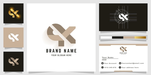 名刺デザインの文字qxまたはqRモノグラムロゴ
