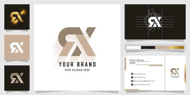 Letter qX or RX monogram logo with business card design