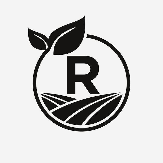 Letter R Agriculture Logo Farming Logotype Symbol Template