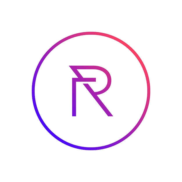 Letter R alphabet inside circle icon design