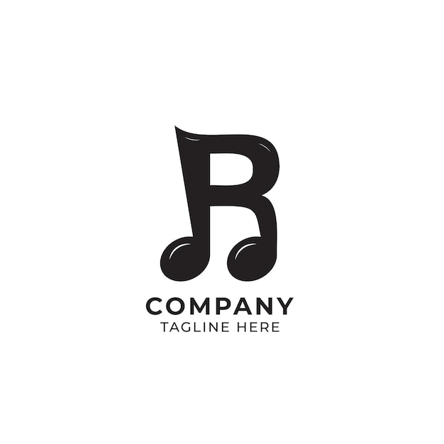 Lettera r alphabet music logo design isolato su sfondo di colore bianco concetto di logo iniziale e nota musicale