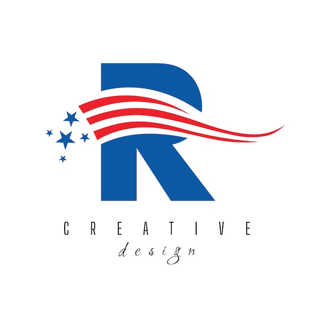 Letter R American Logo for Business Corporate and Company Sign USA American Logo on Letter R