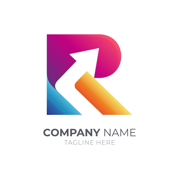 Vector letter r and arrow business logo template