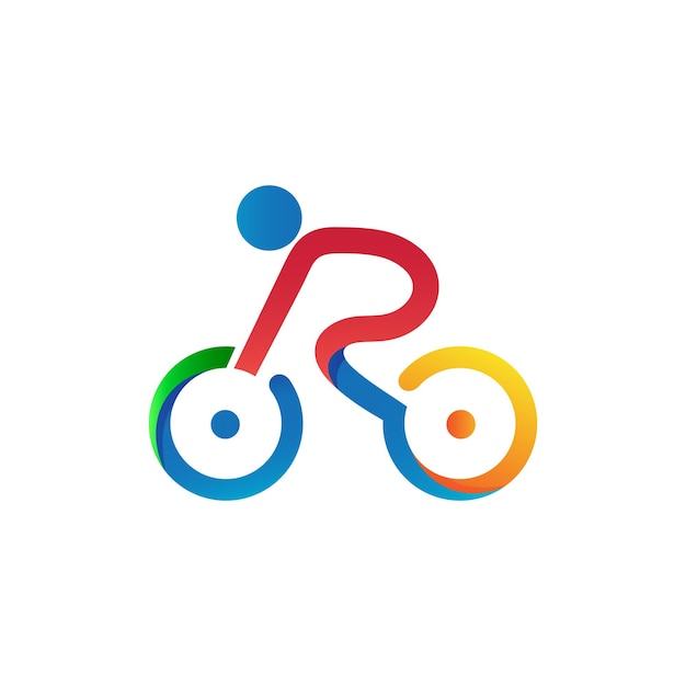 편지 r과 자전거 로고 디자인